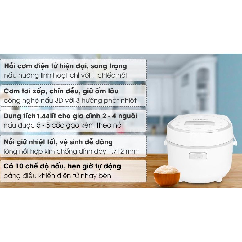 NỒI CƠM ĐIỆN TỬ CUCKOO CR-0810F Dung tích 1.44L