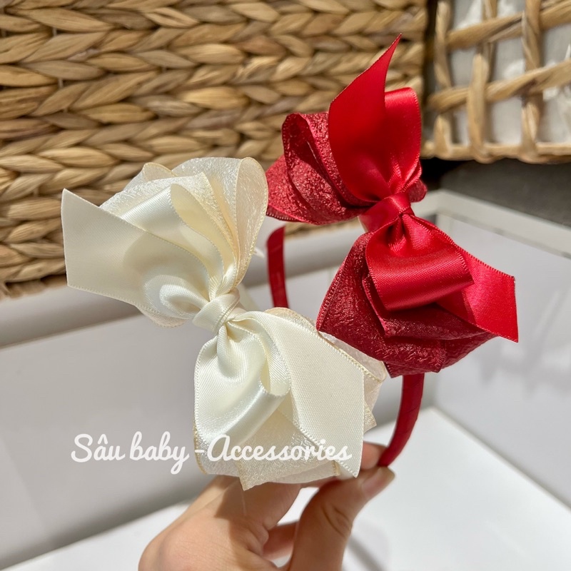 Bờm xước tóc nơ voan handmade đơn giản cho bé