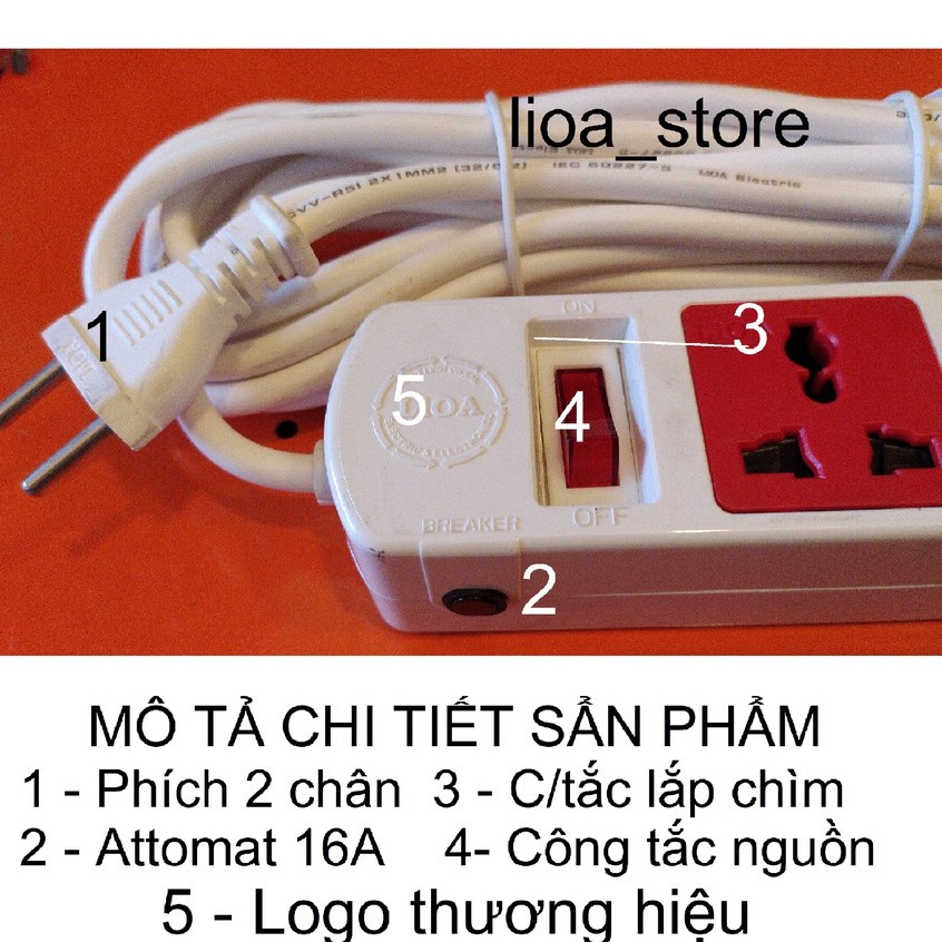 Ổ cắm dân dụng lioa 2D trắng - công suất lớn 16A