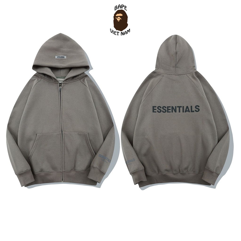 [Hàng Cao Cấp] Áo khoác Essentials FOG có mũ, Hoodie Jacket Fear Of God Essentials SS2021 3 màu Đen, Xám, Tan BapeVN