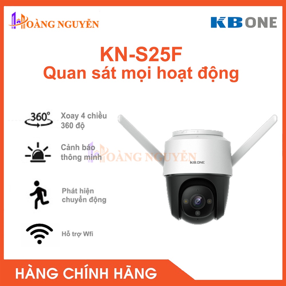 [NHÀ PHÂN PHỐI] Camera WIFI KBONE KN-S25F 2.0MP Full Color - KN-S25F Tích Hợp Còi Đèn Báo Động Đàm Thoại 2 Chiều