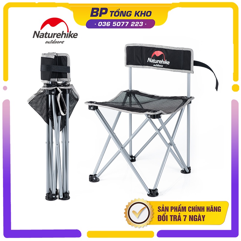 Ghế tựa lưng loại đứng NatureHike NH16J001-J gấp dễ dàng khi mang đi câu cá, dã ngoại, chụp ảnh mẫu mới 2022