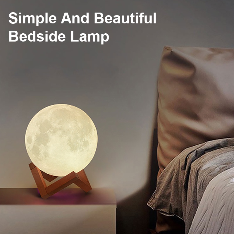 ĐÈN NGỦ MẶT TRĂNG 8 inch màu ấmĐèn ngủ Mặt Trăng Moon Light 3D Cảm Ứng. Phù hợp với những bạn thích trang trí phòng ngủ.