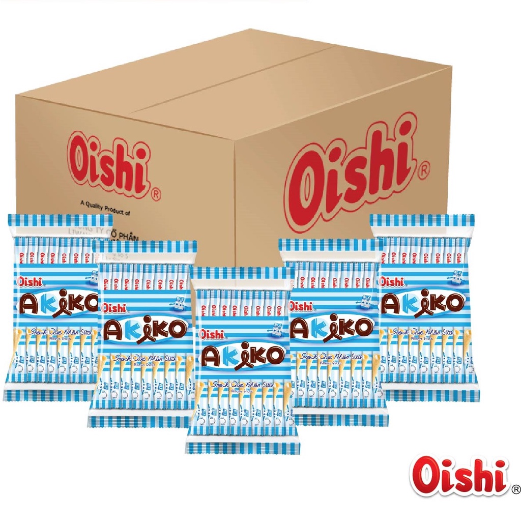 Combo 10 gói Oishi Snack Que Nhân Sữa Akiko