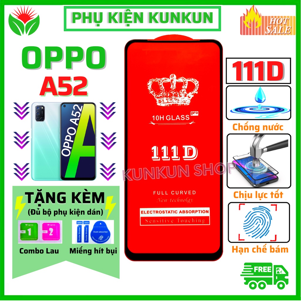 Kính cường lực Oppo A52 - Full màn hình 111D - Độ cứng 10H