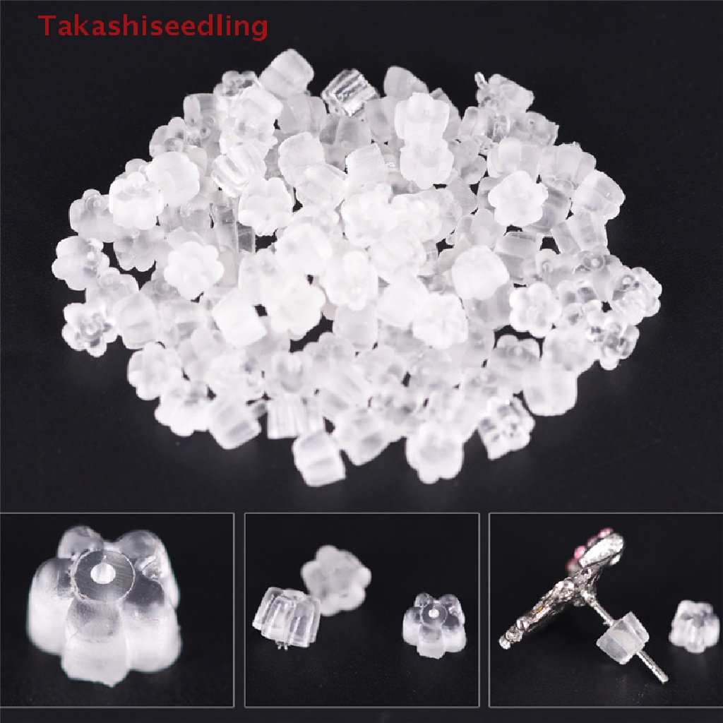 Set 100 Nút Chặn Bông Tai Bằng Cao Su Silicon Mềm Trong Suốt An Toàn Cho Lưng