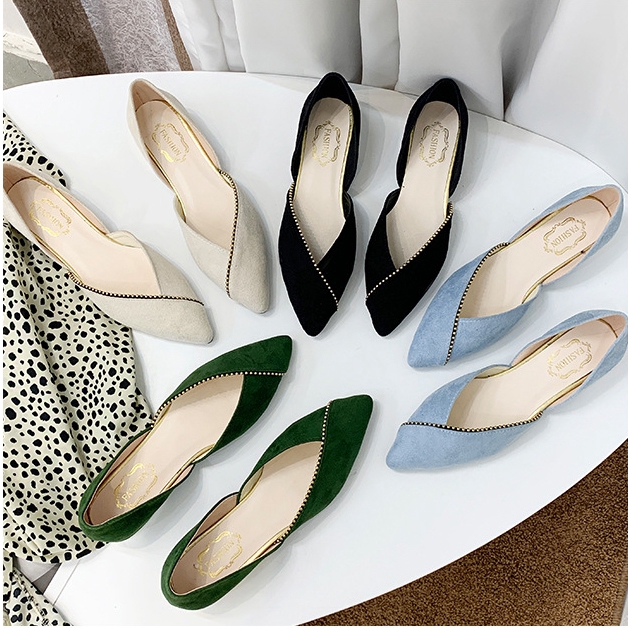 [HÀNG MỚI VỀ] Giầy da nữ mũi nhọn viền hạt - G078