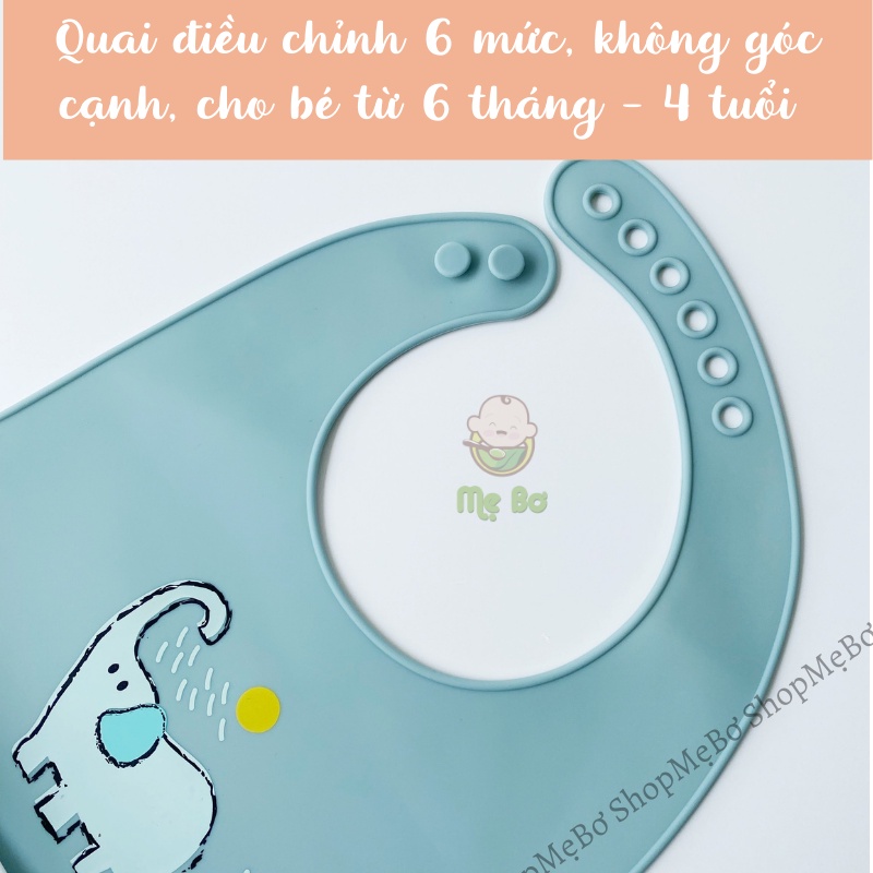 Yếm ăn dặm silicon có máng các hình, mềm, cho bé từ 6 tháng đến 4 tuổi mềm mại, không BPA