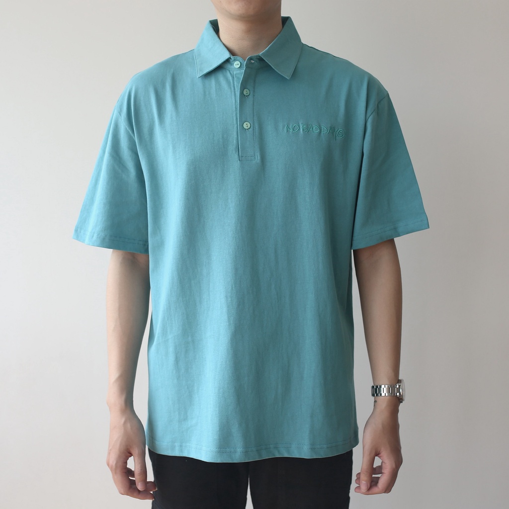 Áo Polo form rộng JOG04 thêu &quot; No bad days &quot; , phong cách unisex
