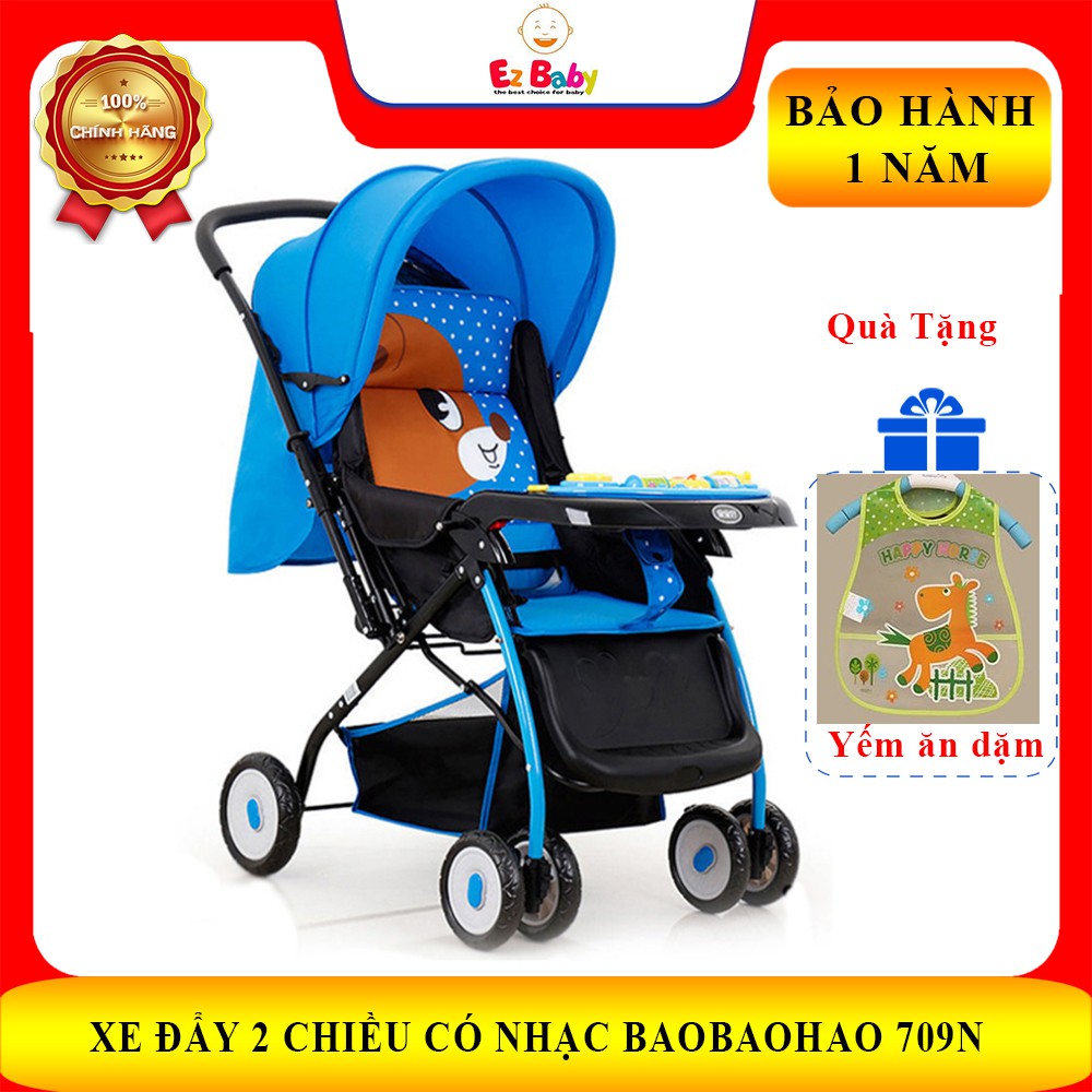 Xe đẩy cao cấp 2 chiều, 3 tư thế có nhạc, có màn che Baobaohao 709N BẢO HÀNH 12 tháng