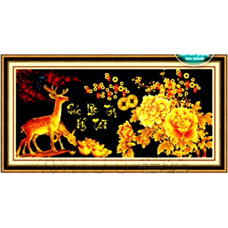 Tranh đính đá Phúc lộc thọ hỷ tài 2 size 100*50cm và 120*60cm (tự làm)