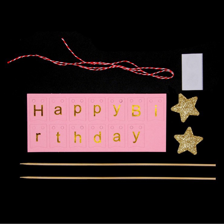 Bộ dụng cụ trang trí bánh kem hình chữ happy birthday nhiều màu sắc