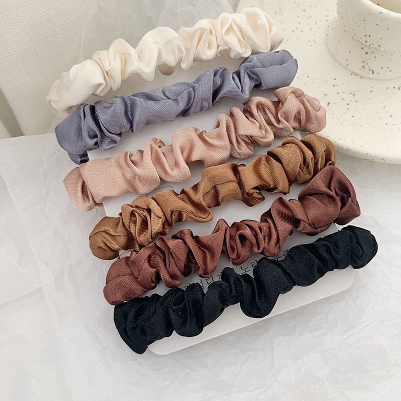 Gói 6 dây buộc tóc bọc vải lụa satin thanh lịch