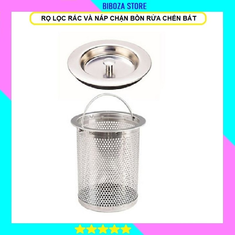 Combo Rọ Lọc Rác Và Nắp Chặn Nước Inox Bồn Rửa Chén Bát
