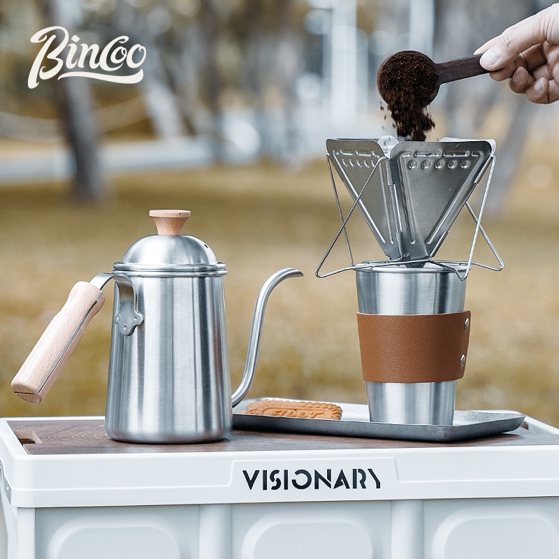 Bincoo Ấm và phễu lọc BINCOO thép không gỉ gấp lại được tiện lợi mang đi cắm trại du lịch hoạt động ngoài trời