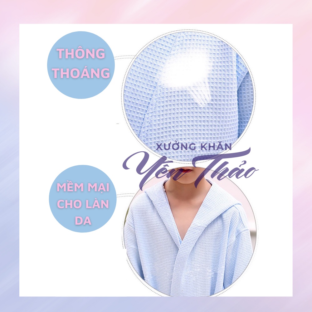 Áo Choàng Tắm Trẻ Em Tổ Ong 100% COTTON Cho Khách Sạn, Spa, Nhà Nghỉ  Mềm Mịn, Thấm Hút Nước Tốt, Thoáng Khí Bốn Mùa