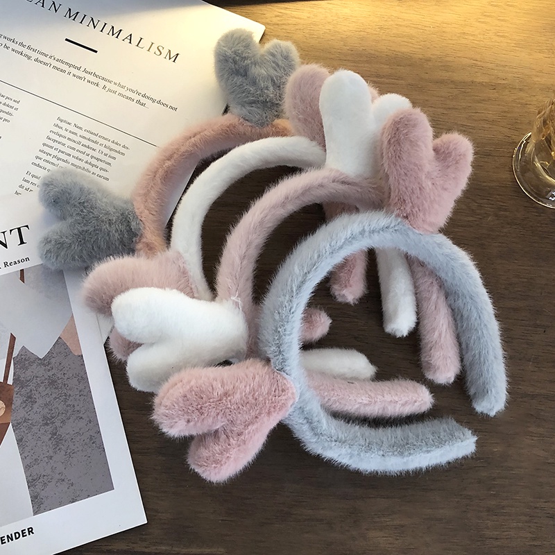 Cài tóc mềm mại hình tai hươu dễ thương phong cách Hàn Quốc tiện dụng khi rửa mặt cho nữ