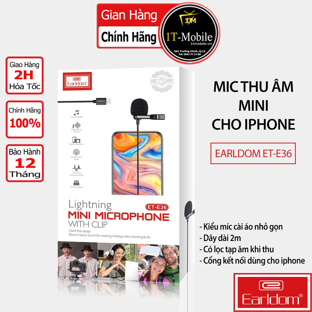 [Mã ELHACE giảm 4% đơn 300K] Mic Thu Âm Mini Cho Điện Thoại Dành Cho iPhone Earldom E36