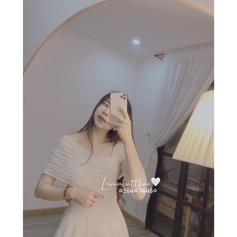 Áo lệch vai xốp nhăn phong cách Hàn Quốc ( Freeship) | BigBuy360 - bigbuy360.vn