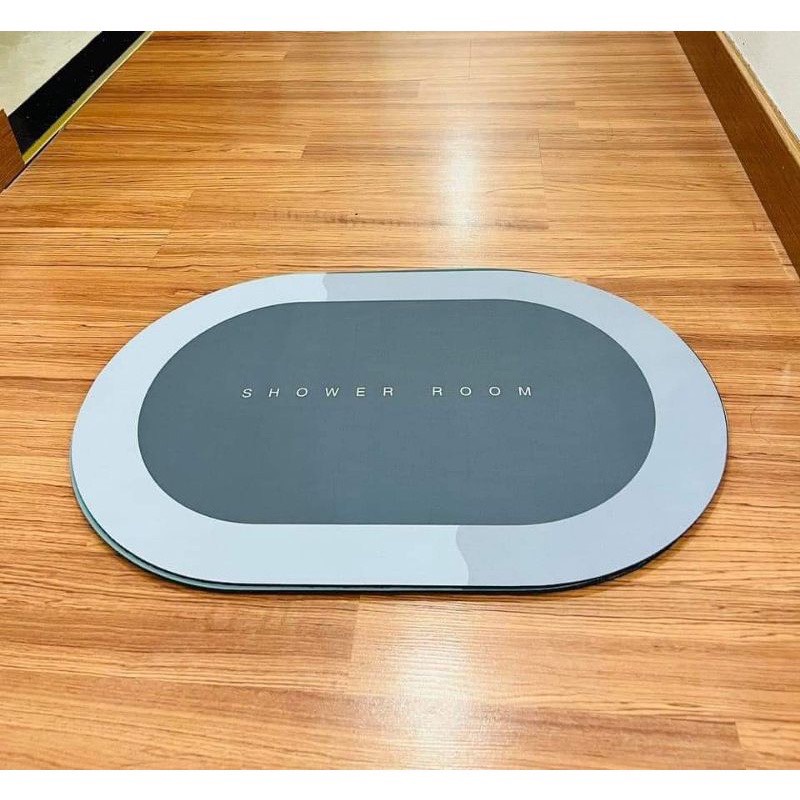 Thảm chùi chân silicone siêu thấm hút nhà tắm, nhanh khô, chống trơn trượt- thảm dậm chân silicon hình oval