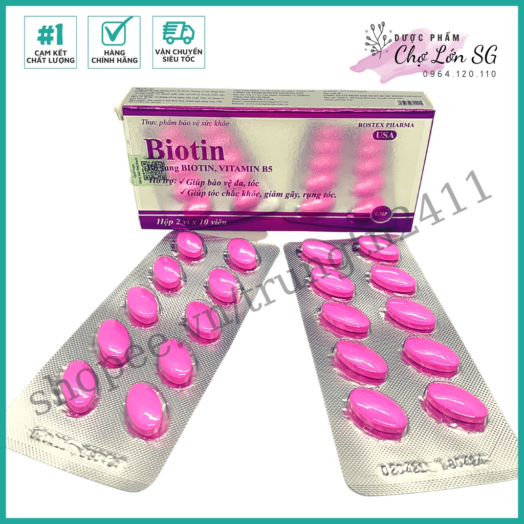 Viên uống bổ sung Biotin giảm rụng tóc, bảo vệ da, chắc móng – hộp 20 viên