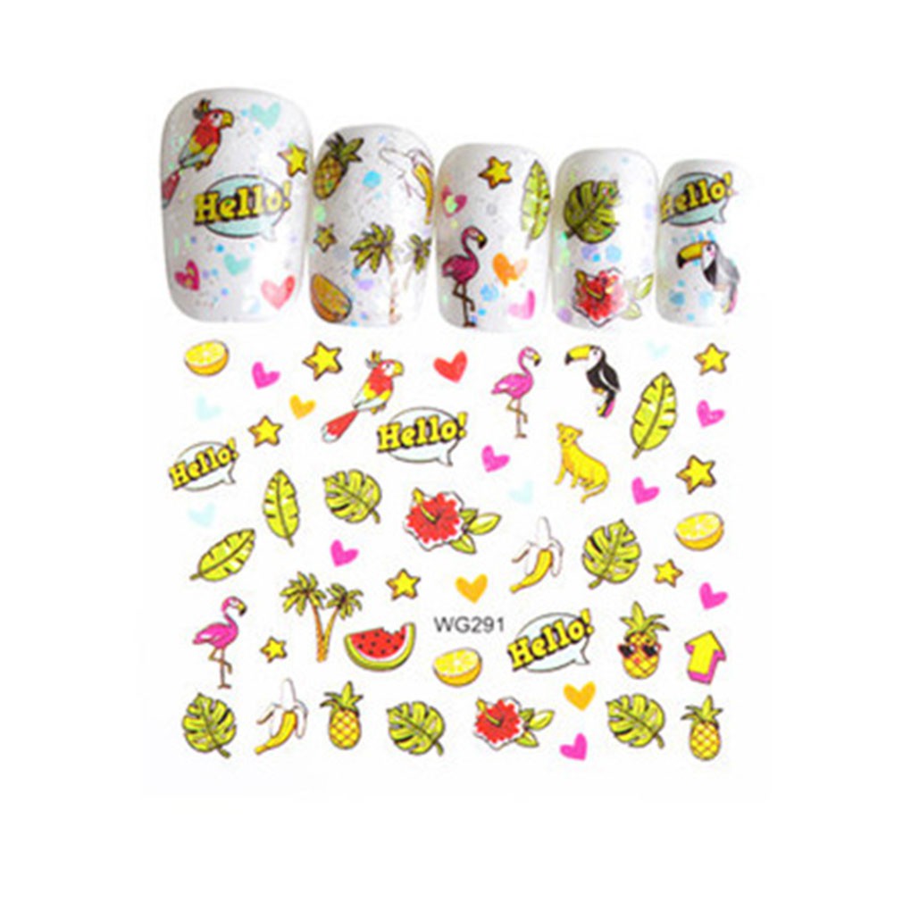 Sticker Trang Trí Móng Nghệ Thuật Họa Tiết Hình Hoa / Trái Tim Xinh Xắn