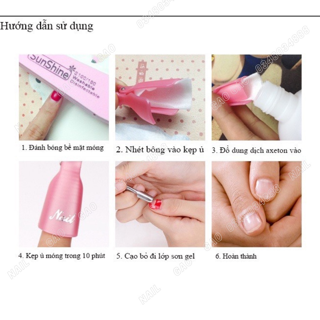 Kẹp ủ phá tháo gel móng tay bộ 10 kẹp nhựa bền chắc phụ kiện nail giá rẻ VUA SƠN AS