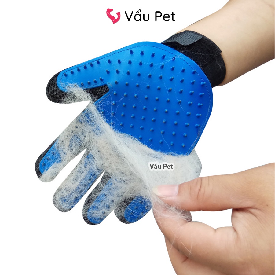 Găng tay chải lông, lấy lông rụng cho chó mèo Vẩu Pet Shop