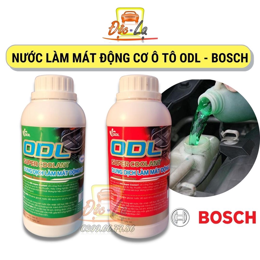 Nước làm mát động cơ ô tô hãng ODL màu xanh, màu đỏ 500ml chuẩn công nghệ Đức