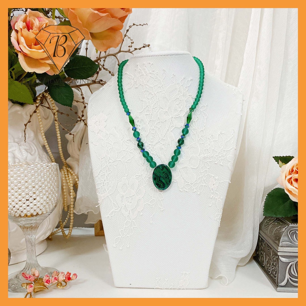 VÒNG CỔ MÀU XANH SECONDHAND TRANG SỨC SI NHẬT BẢN BOU JEWELRY VINTAGE MÃ VC341