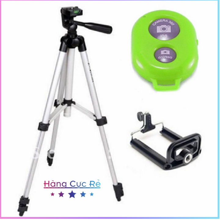 Combo 4 món chụp hình tự sướng: Chân Tripod cao + Kẹp điện thoại + Remote bluetooth + Chân Tripod thấp - Shop Hàng Cực R