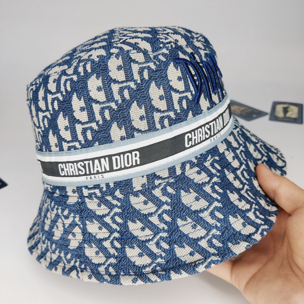 Nón vành trong , Mũ bucket dior thêu full logo nôit màu loang cực đẹp