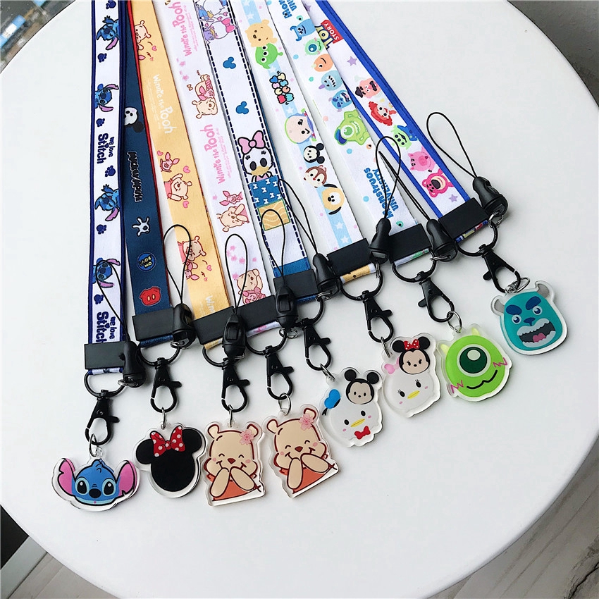 Dây Đeo Cổ Gắn Móc Khóa / Điện Thoại Họa Tiết Hoạt Hình Snoopy Mickey Minnie