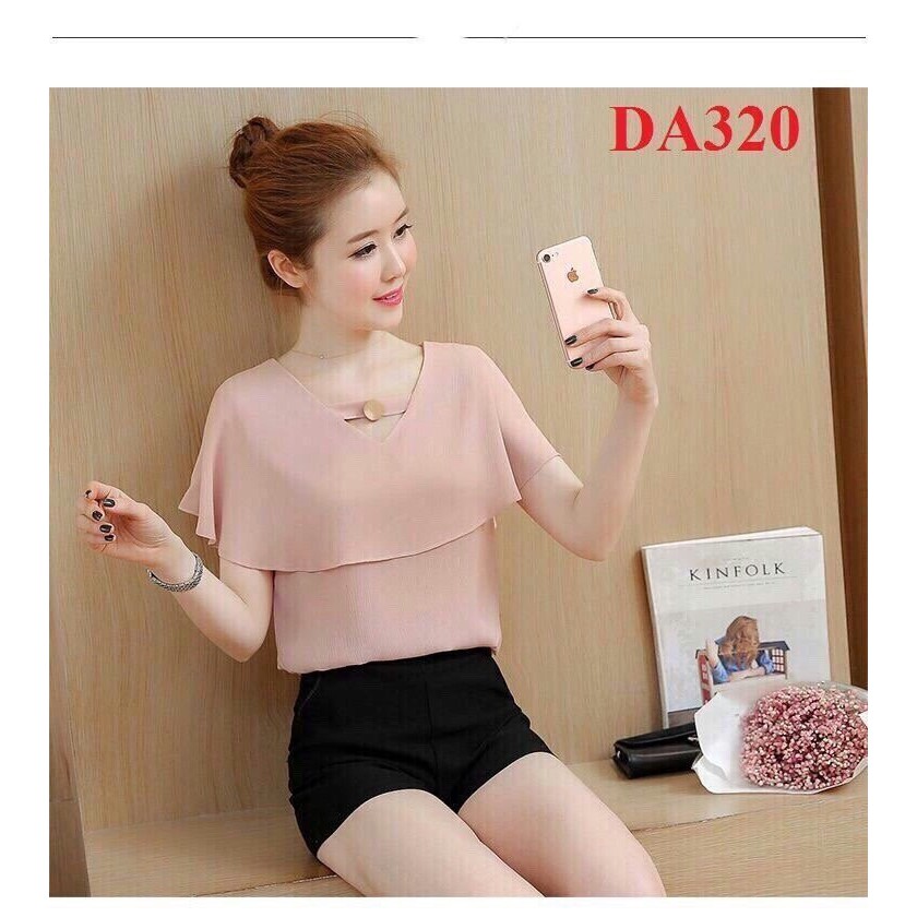 Set áo voan phủ bèo kèm quần short