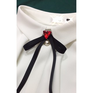 Nơ cài áo đá đỏ - nơ handmade ảnh thật hàng thiết kế riêng