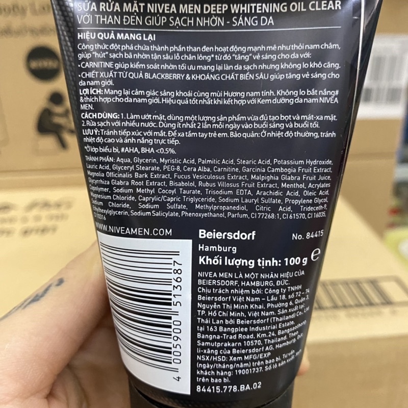 Sữa rửa mặt nivea MEN 100g