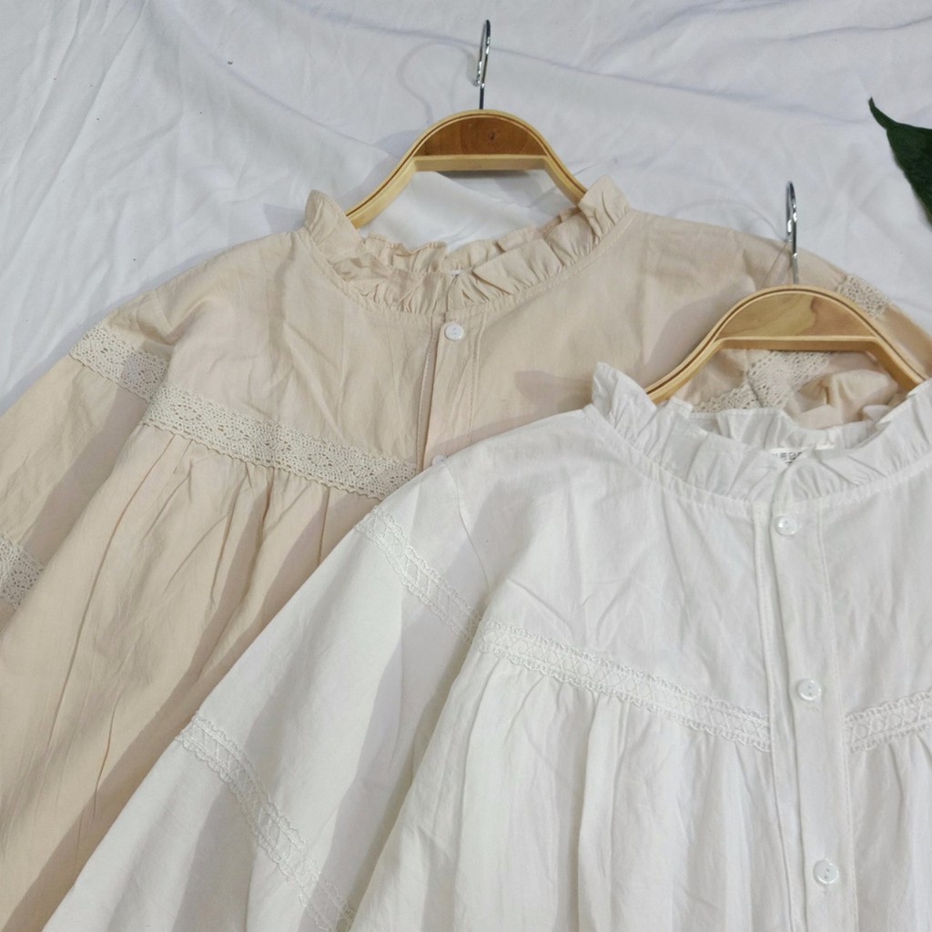 Áo sơ mi nữ dài tay kiểu cổ viền bèo (video+ảnh thật) | BigBuy360 - bigbuy360.vn