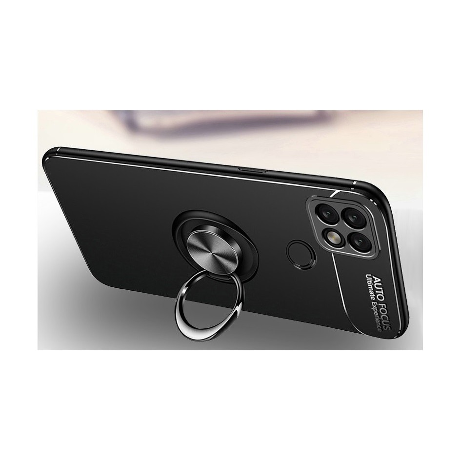 Ốp Lưng AUTO FOCUS XIAOMI REDMI 9C Cao Su Bracket Iring (Đen)