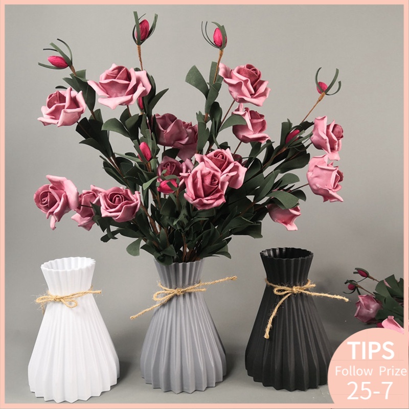 Bình hoa để bàn/Hoa hồng nhân tạo trang trí phòng khách phong cách Bắc Âu