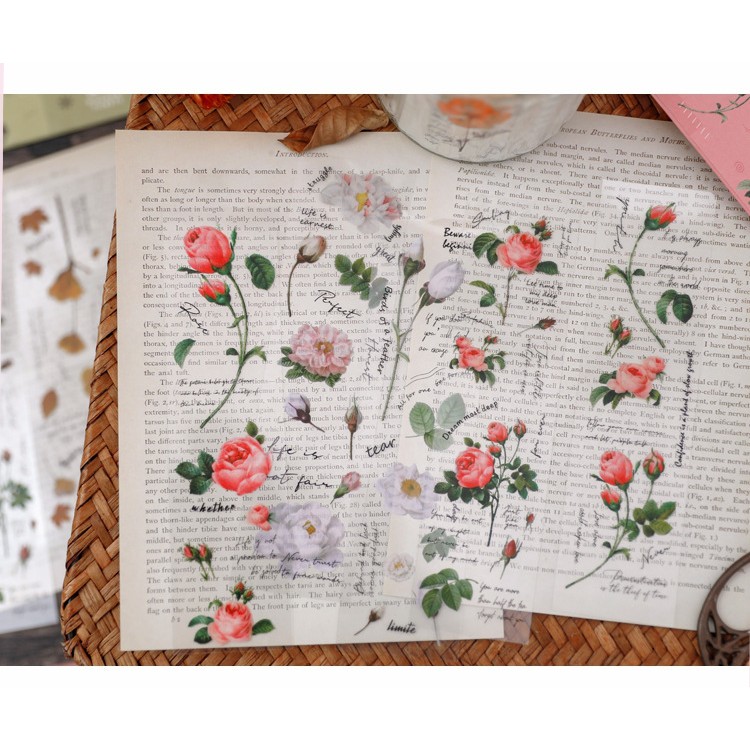 Set 5 Tờ Sticker Hình Hoa Trang Trí Thủ Công Siêu Đẹp