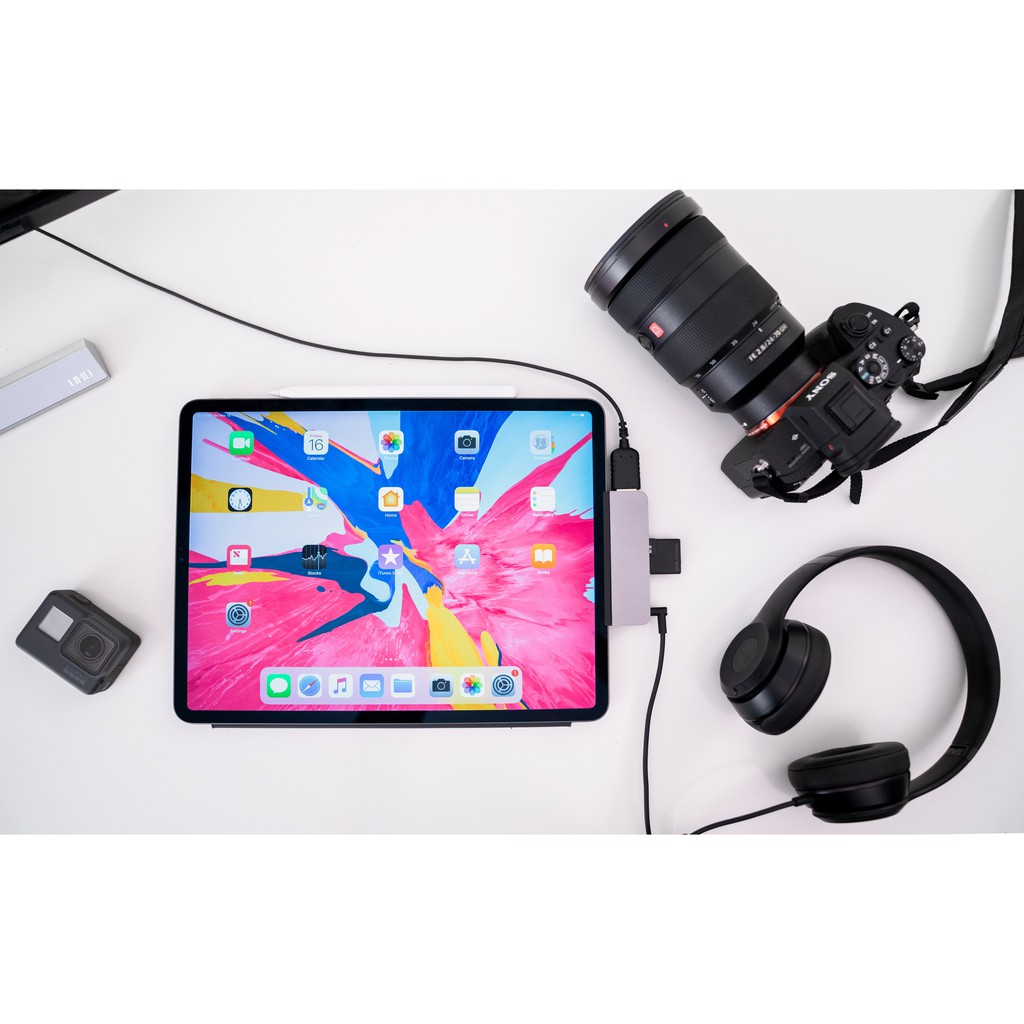 Cổng chuyển chuyên dụng HyperDrive 6-in-1 HDMI 4K/60Hz USB-C Hub cho iPad/Macbook - HD319B - Hàng Chính Hãng