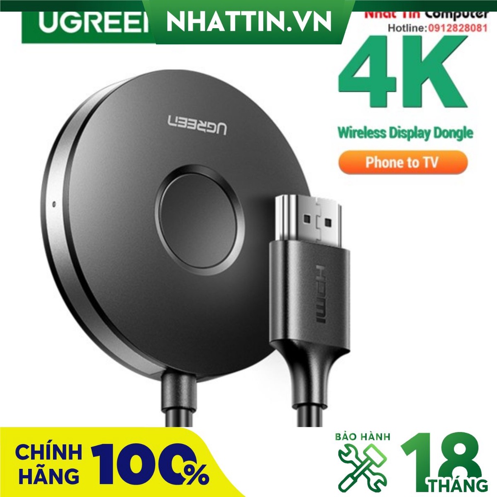 HDMI không dây Ugreen 60356 WiFi 2.4G/5G 4K@30Hz kết nối điện thoại, máy tính bảng lên tivi máy chiếu