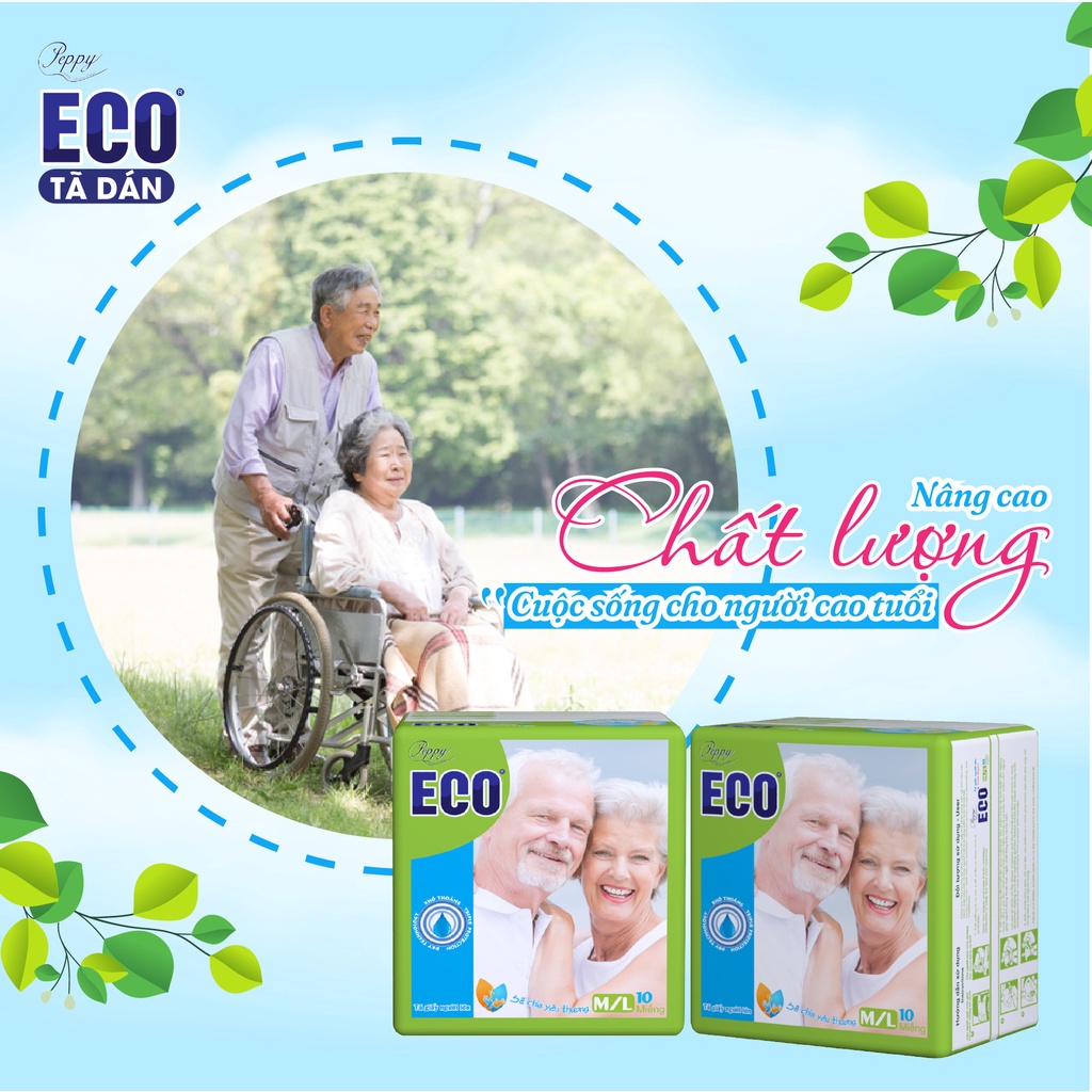 Bộ 3 gói Tã dán người lớn Peppy ECO siêu thấm size ML10 miếng/gói