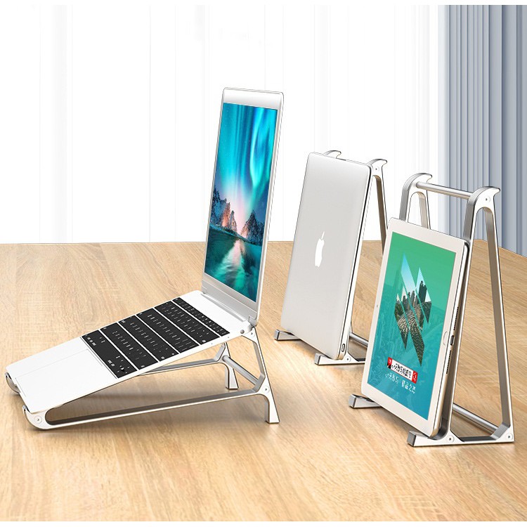 Giá đỡ nhôm p5 kê laptop 2 in 1 kê tản nhiệt kiêm đế dựng cho macbook ipad surface chính hãng