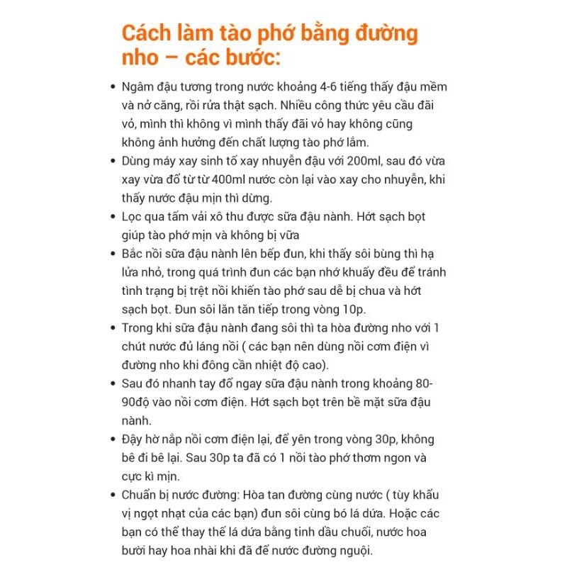 [Hàng Mới Về] Đường nho Pháp làm tào phớ,tàu hũ 100gr