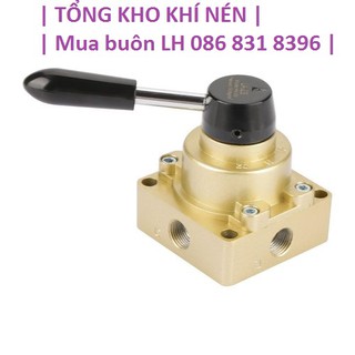 [TỔNG KHO KHÍ NÉN] VAN GẠT TAY HV-02 KHÍ NÉN ( 4 CỬA - 3 VỊ TRÍ - REN 13MM ) GIÁ SỈ