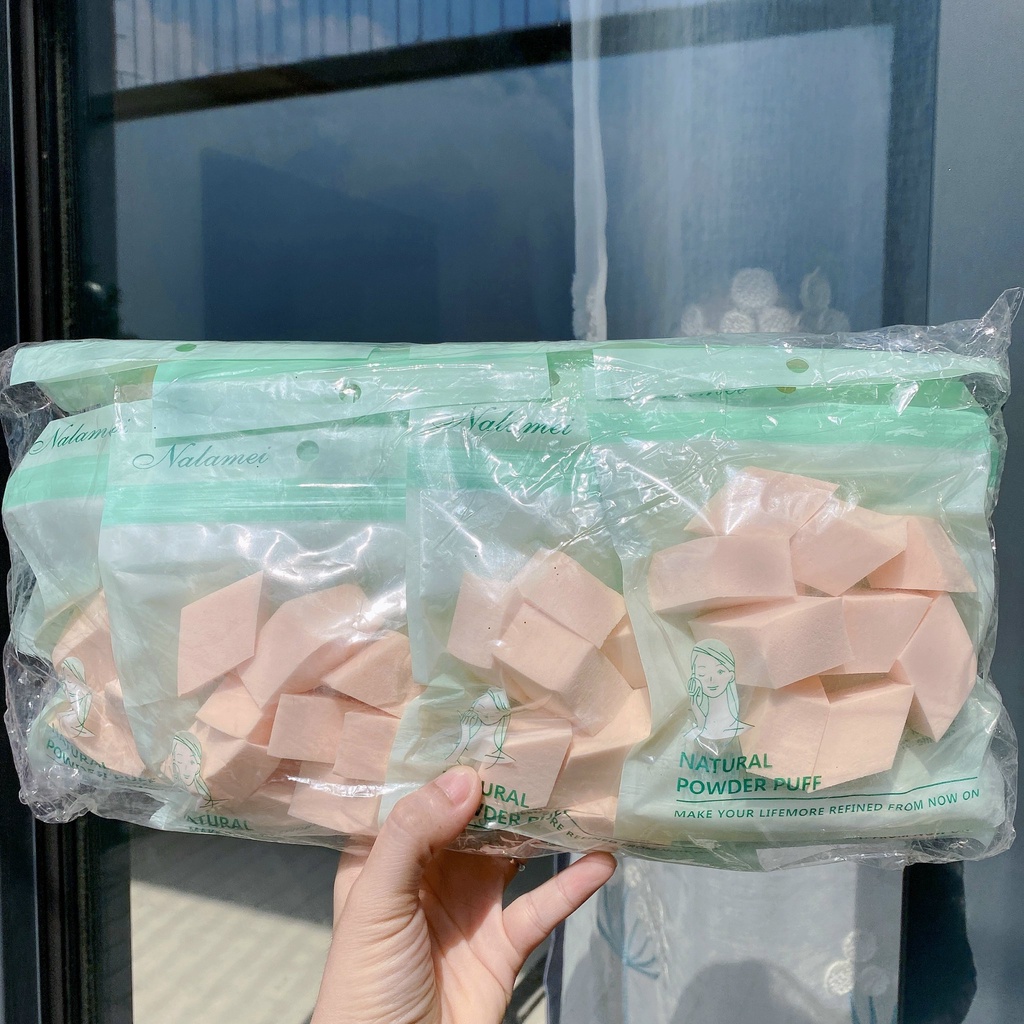 Set 10 miếng bông vát góc tán kem cực hiệu quả - Tán kín vùng góc mắt, cánh mũi, 10 miếng thay thế đảm bảo vệ sinh
