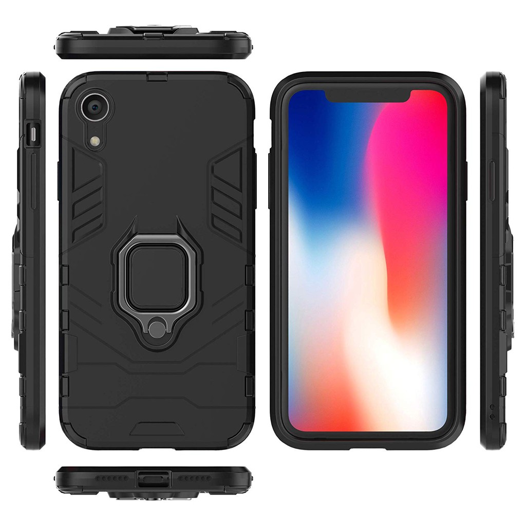 Ốp lưng cho iPhone X XR XS Max iron man chống sốc kèm nhẫn iring chống xem video bảo vệ camera