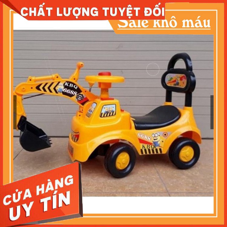 [Siêu sale] Xe cần cẩu đẩy chân QD618 có nhạc còi, gầu múc, tựa lưng cho bé