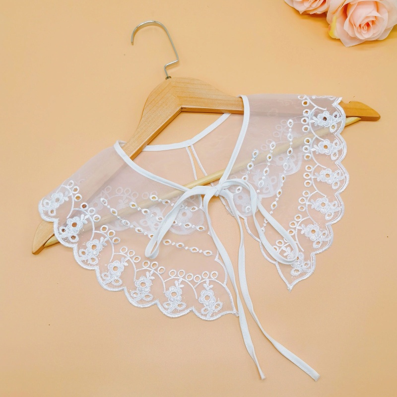 Cổ Áo Sơ Mi Giả Phối Ren Họa Tiết Hoa Có Thể Tháo Rời Thời Trang Cho Nữ